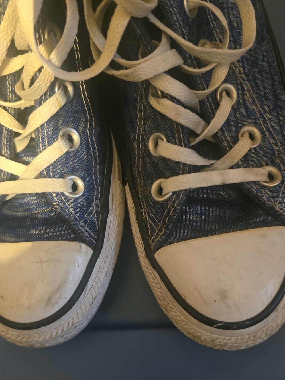 Classic High-Top Canvas Sneakers in Navy with White Accents - Picture 5 of 6